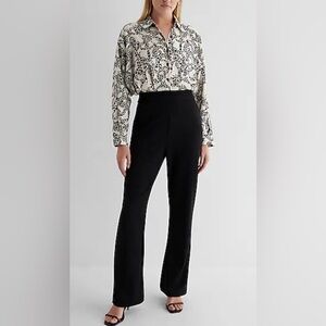 Express Printed Long Sleeve Portofino Shirt Jumpsuit - Size M $108